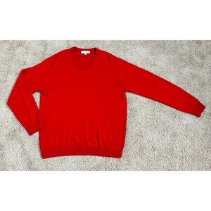 Turnberry Red V-Neck 100% Extra Fine Merino Wool Pullover Sweater L